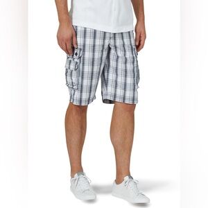 Lee Men's Blue Mirage Plaid Cargo Shorts Waist 29 Casual Shorts